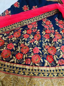 🇳🇿💫🎀Embroidered Blue &amp; Red Lehenga Choli Set
