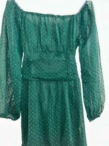 Chic Green Off-Shoulder back tie Dress