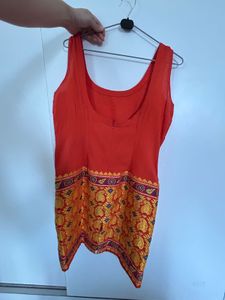 Retro Orange &amp; Yellow Paisley Print Mini Dress
