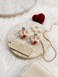 Heart Shaped Pearl & Gemstone Earrings