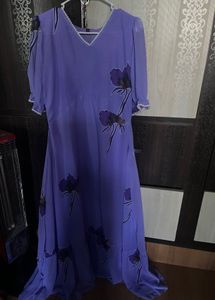 Vintage Lavender Floral Maxi Dress