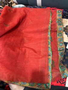 Elegant Red Floral Embroidered Saree