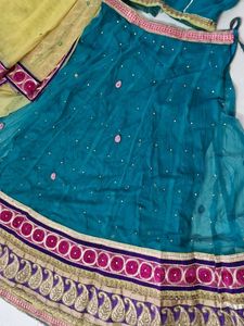 Embroidered Teal Lehenga Choli Set