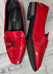 Red Patent Leather Tassel Loafers