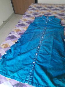 Denim Sleeveless Shirt Dress