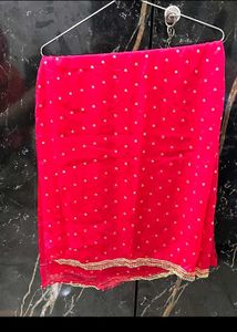 Vibrant Pink Dupatta with Golden Motifs