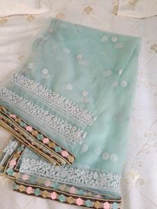 Embroidered lehenga with blouse and dupatta