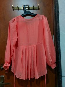 Fancy Peach Color Top For Women Flare Top