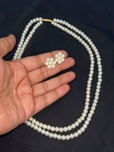 set of 2 Elegant Pearl Necklace and Earring