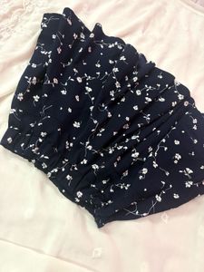 Navy Floral Print Mini Dress