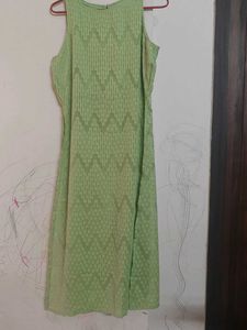 Light Green Textured Sleeveless Maxi dress