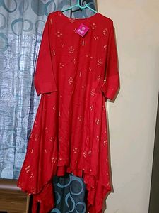 Beautiful Branded Red Asynchronous Kurta