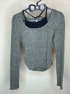 Ribbed Knit Cropped Top with Camisole