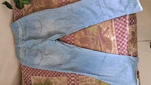 Light Wash Frayed Denim Jeans