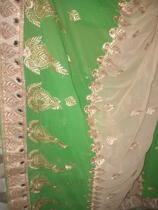 Embroidered Saree with Mirror Work