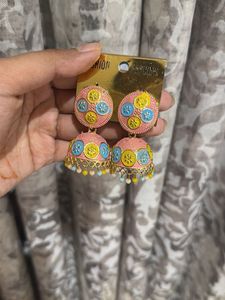 Charming Pink Jhumka Earrings