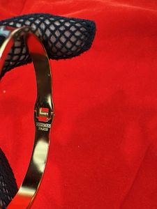Gold &amp; Black H Bangle Bracelet