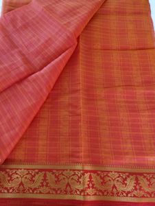 Pink And Orange With Zari Printed Saree (Women)