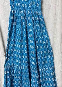 Blue Floral Print Maxi Dress