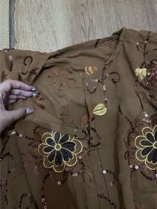 Embroidered Brown y2k top