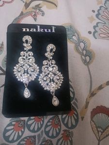 BEAUTIFUL PARTY WEAR LONG SILVER EARRINGS