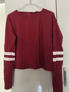 Maroon Long Sleeve Crop Top