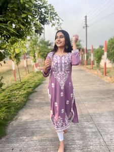 Beautiful Purple Embroidered Kurta