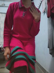 Pink black green  Knit Kurti woolen winter wear