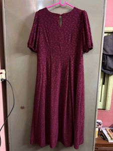 Burgundy Textured Midi Dress
