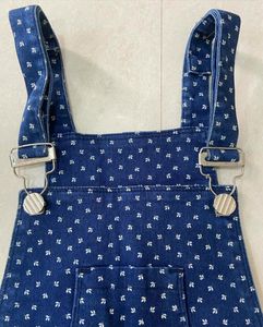 Denim Blue Dungarees with Star Pattern