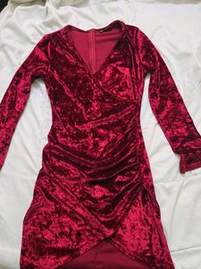 Women's Velvet Ruched Mini Dress