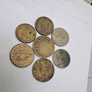 7 Vintage worldwide Token coins