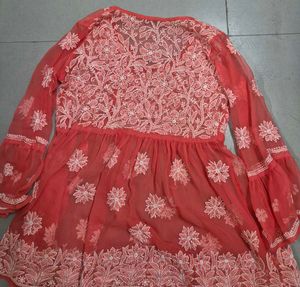 Chikankari Embroidered Tunic Top