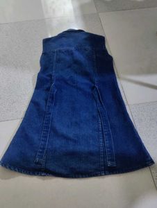 Girls Denim Dress with Lace-Up Detail