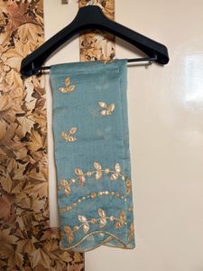 Beautiful Teal Embroidered Saree