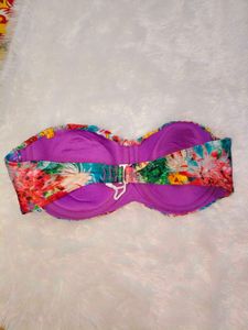 Strapless Floral Bikini Top