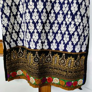 Embellished Navy Blue Kurta