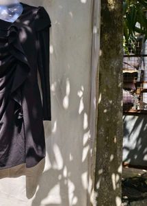 46910. Elegant Black Ruffle Dress