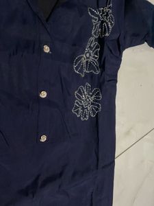 Navy Blue Kurta Set with Embellishments