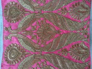 Heavy Festive Pink Silk Gota Patti Border.