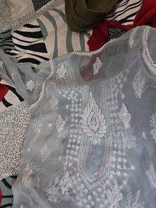Elegant Grey Embroidered Kurta