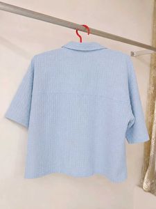 Women Textured Boxy Fit Crop Shirt