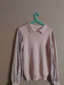 Pink Lace Sleeve Top