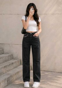 Black Straight-Fit Denim Jeans