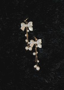 Bow Pearl Dangle Earrings
