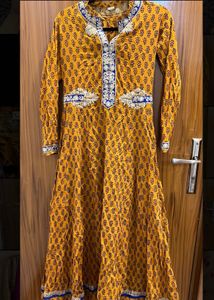 kaya boutique mustard Yellow Printed Anarkali Gown