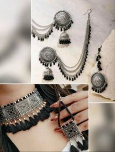 Navratri set of 10 Oxidized Silver jewellery se
