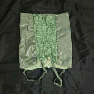 Sage Green Faux Leather Corset Top