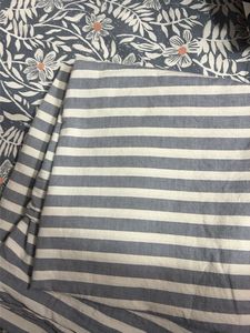 Blue Striped flat bedsheet queen size
