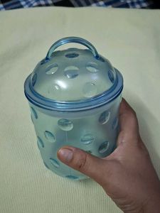 Cute Blue Polka Dot airtight Jar